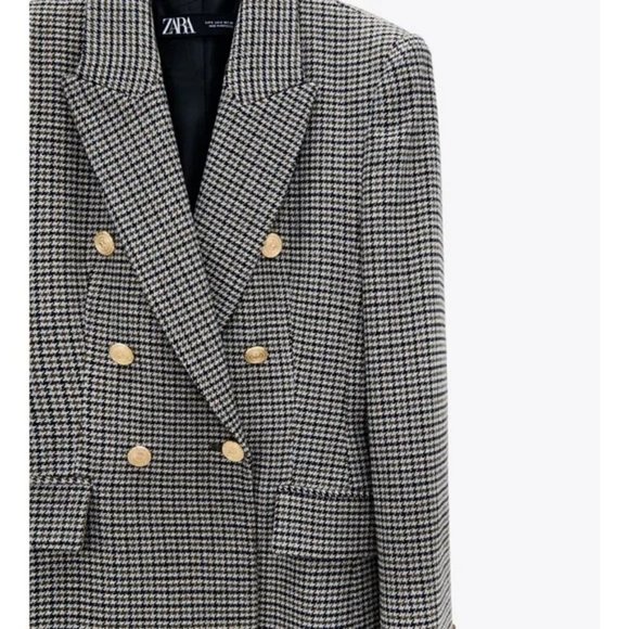 ZARA Double Breasted Houndstooth Blazer - Picture 8 of 12